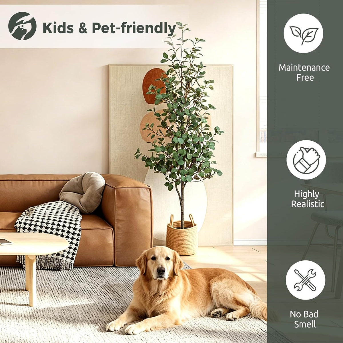 6FT Artificial Eucalyptus Tree, Faux Eucalyptus Trees with Woven Basket