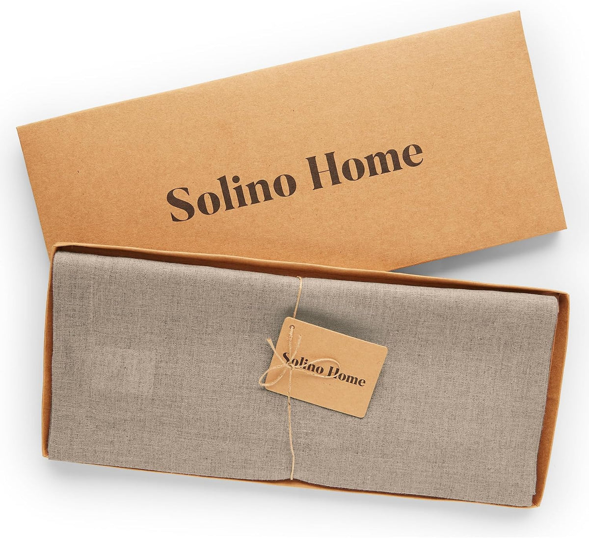 Solino Home 100% Pure Linen Table Runner Natural Long, Fete 14 x 108 in
