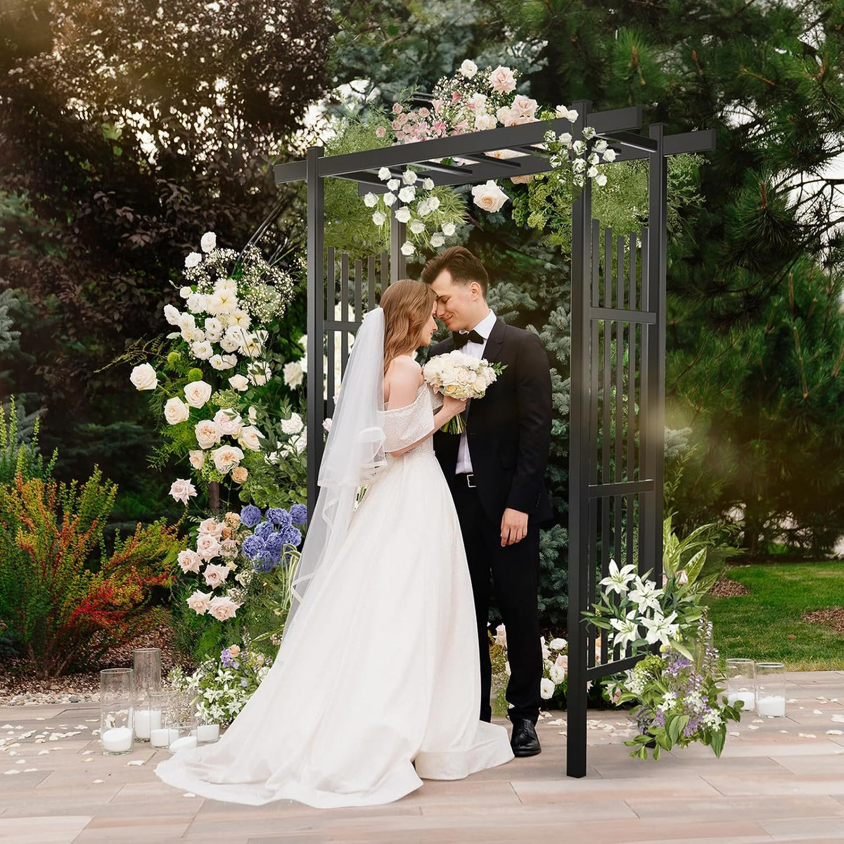 VINGLI Garden Arbor, PVC Wedding Arch for Ceremony Party, Garden Trellis for ...