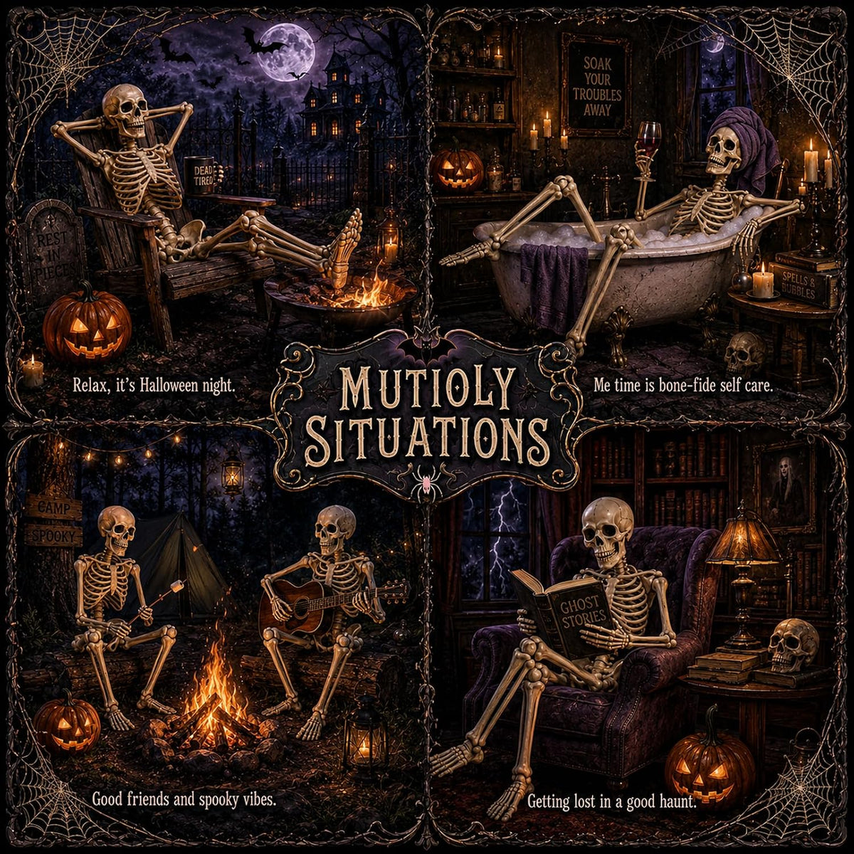 5.4FT Halloween Skeleton Decorations,Posable Human Skeleton Decorations for H...