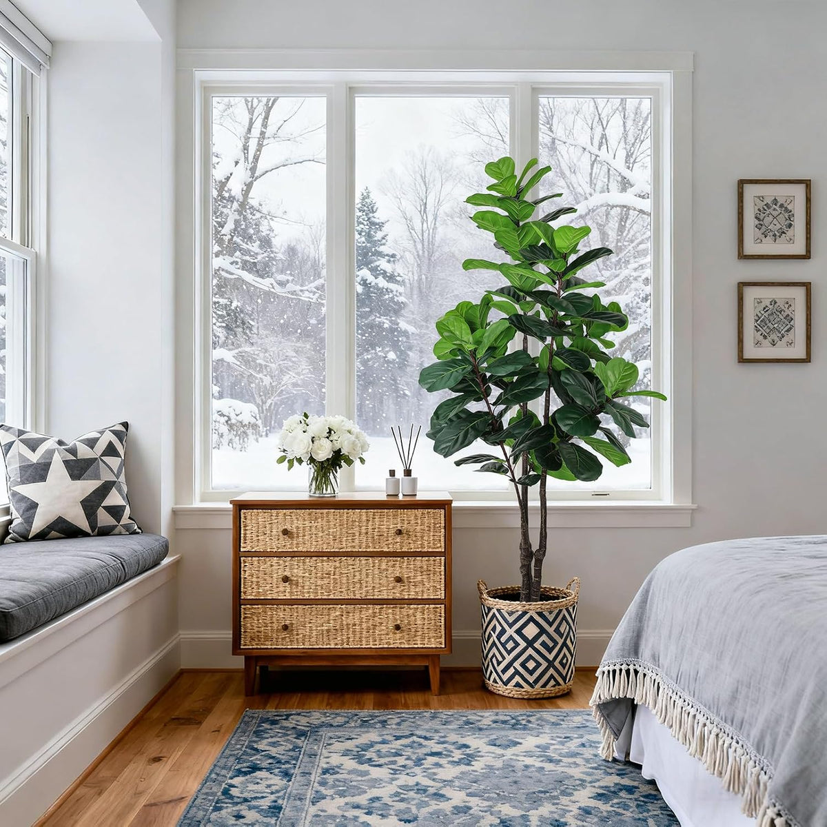 Fiddle Leaf Fig Tree Artificial Plants Indoor 6FT Faux Tree with Sturdy Pot