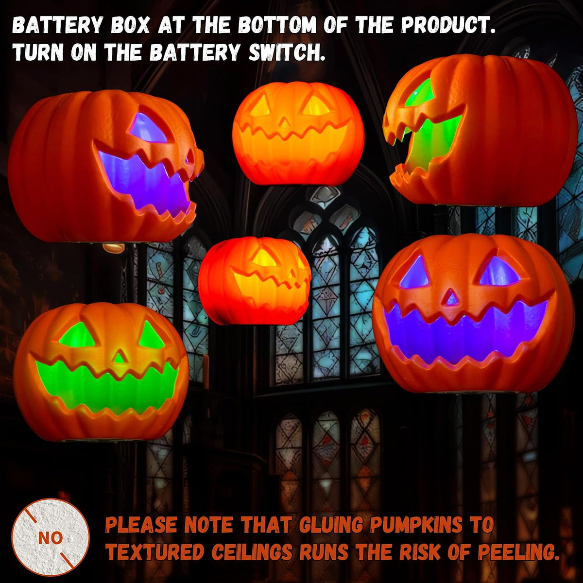 Halloween Hanging Decorations Pumpkin Lights, LED Flameless Floating Jack-O-L...
