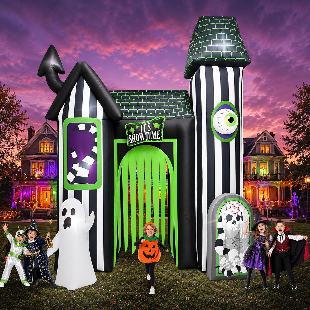 Kalolary 12FT Halloween Inflatable Arch Giant Haunted House Inflatable Tunnel