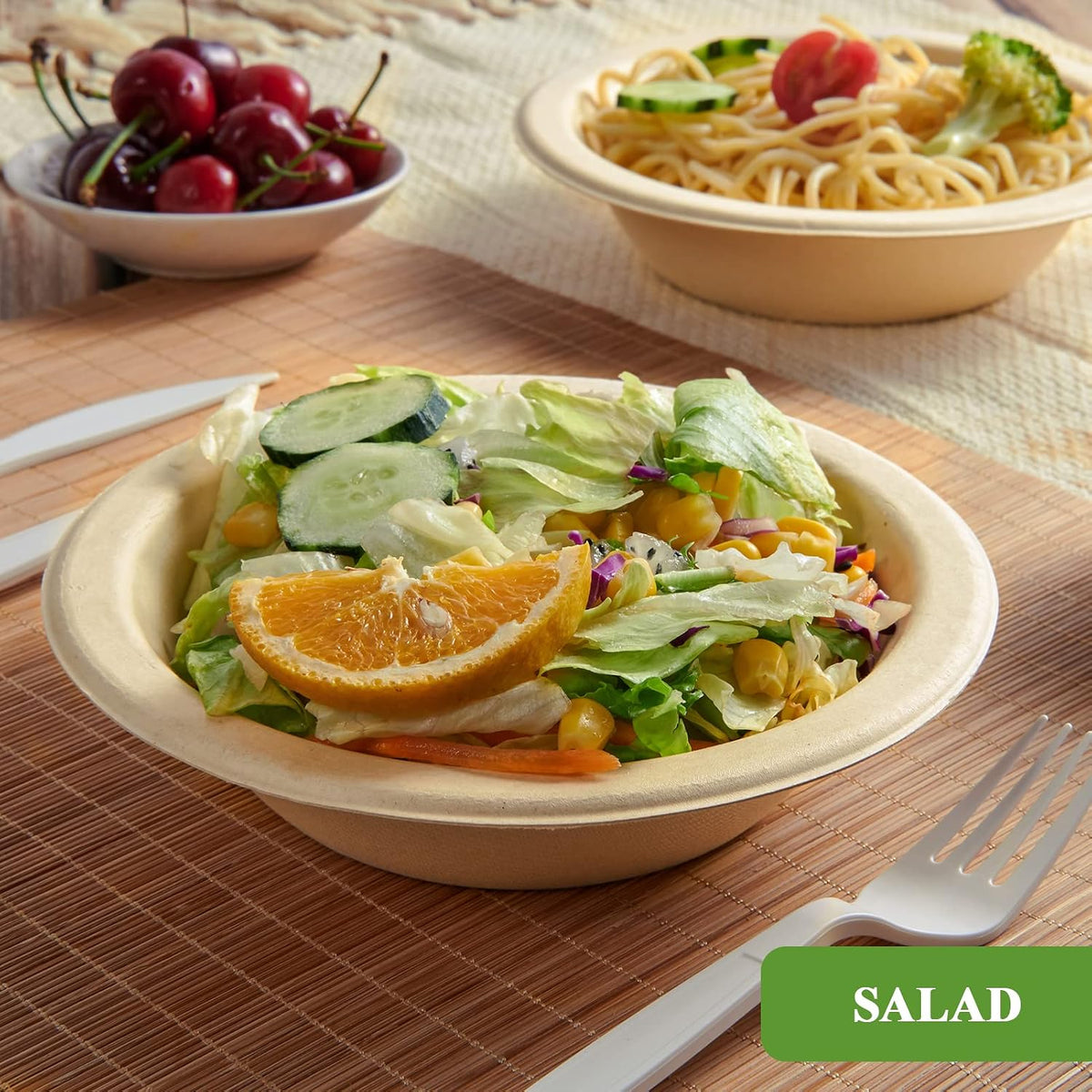 Vplus 500 Pack 12 OZ Compostable Paper Bowls, Bagasse Bowls Bulk,Nature