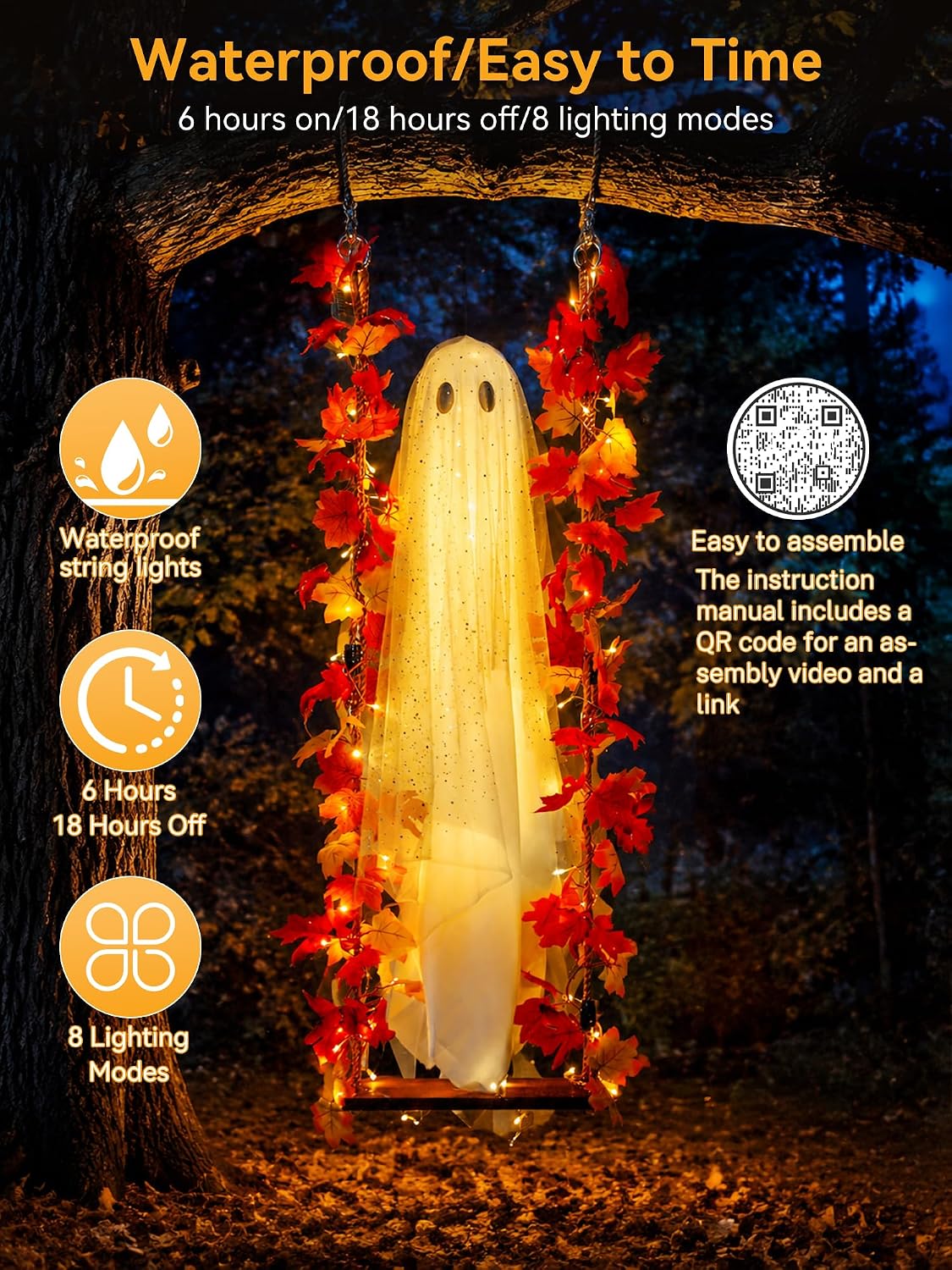 AYGXU Halloween Decorations Outdoor Indoor-5.3ft Hanging Ghost Decor with a M...