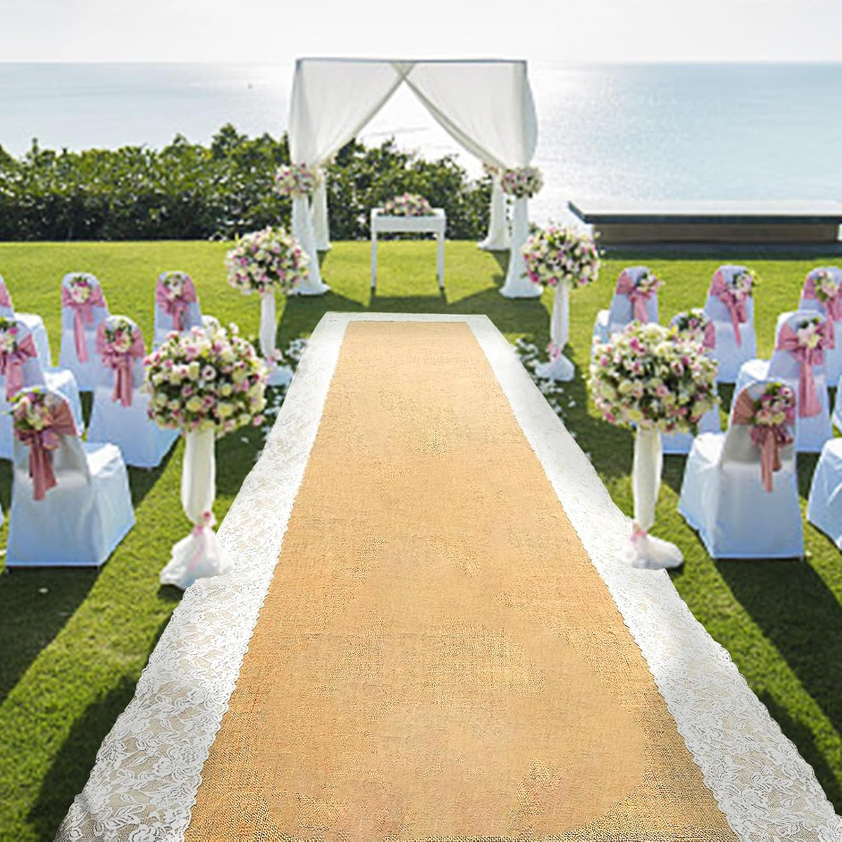 Burlap Aisle Runner for Wedding Ceremony, 3ft x 30ft