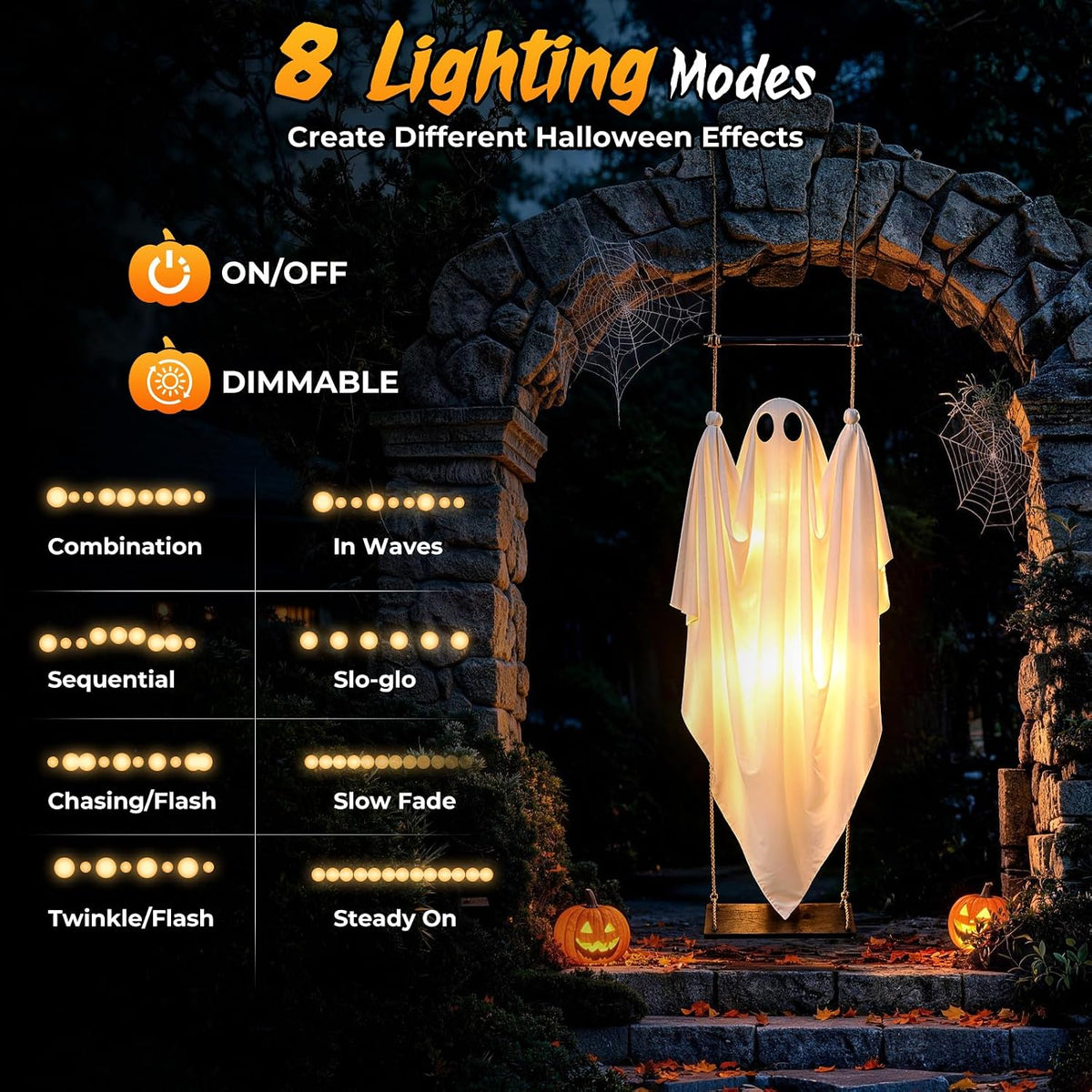 DUSFAN 2 Pack Halloween Decorations Outdoor, 5 FT Pre-Assembled Hanging Swing...