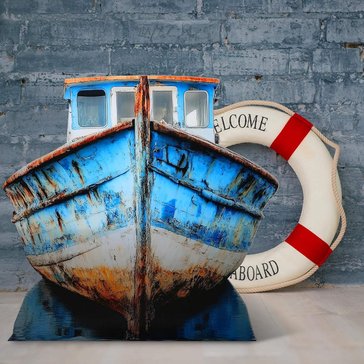 Beeveer 4ft 3D Old Pirate Fishing Boat Cardboard Stand-up Cutout