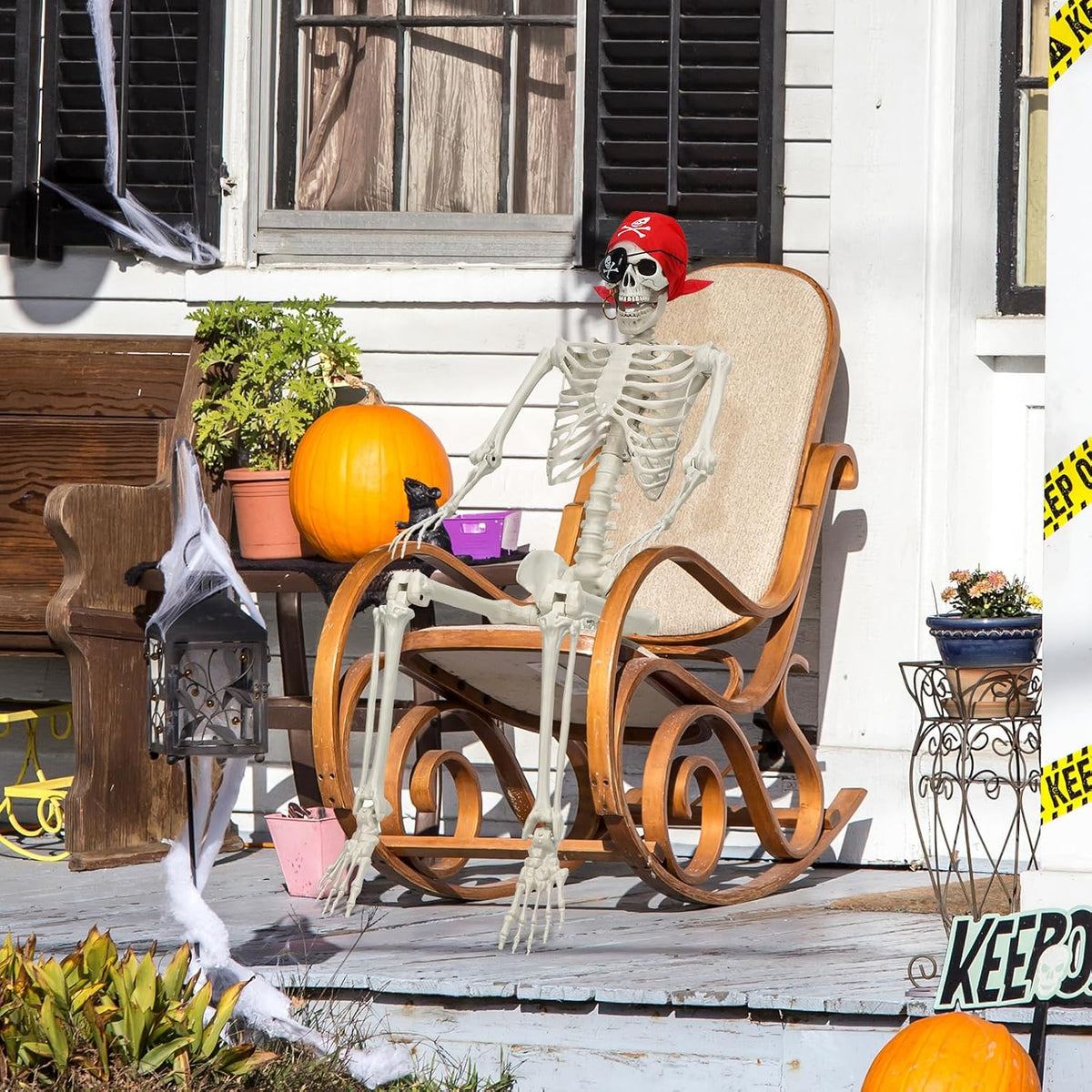 MyoGrip 5.5 FT Skeleton Halloween Decorations, Posable Full Body Life-Size Sk...
