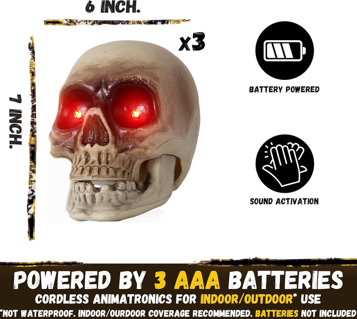 Halloween Animatronics Floating Scary Skull, Hanging Animated Decorations, Pa...