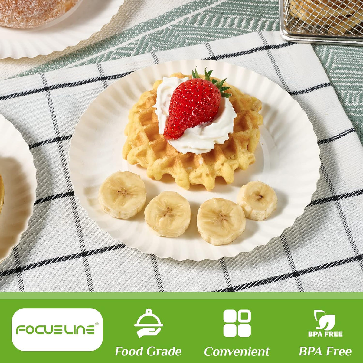 FOCUSLINE 6 Inch Paper Plates 1000 Count, White Small Plates Uncoated