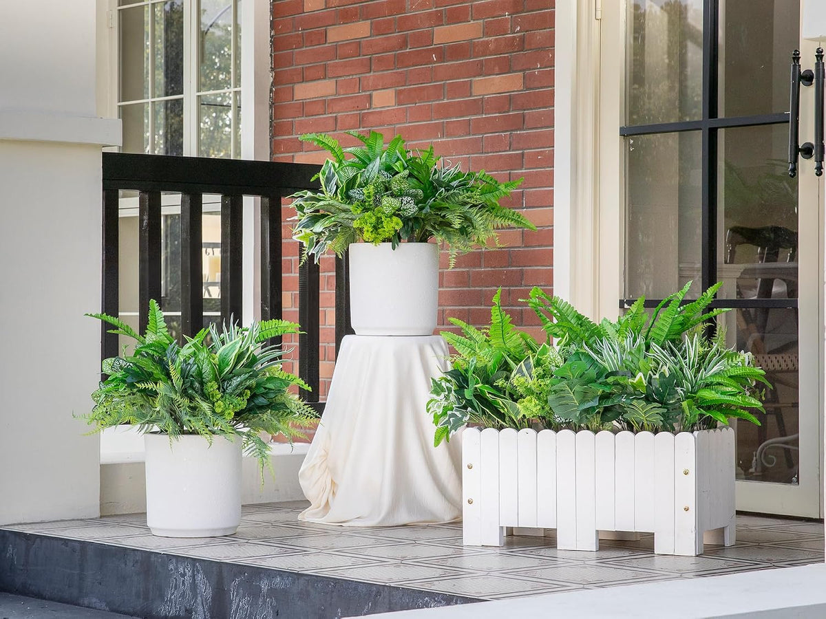 14PCS Artificial Plants Outdoor, Faux Fern Flower Greenery Stem for Outside