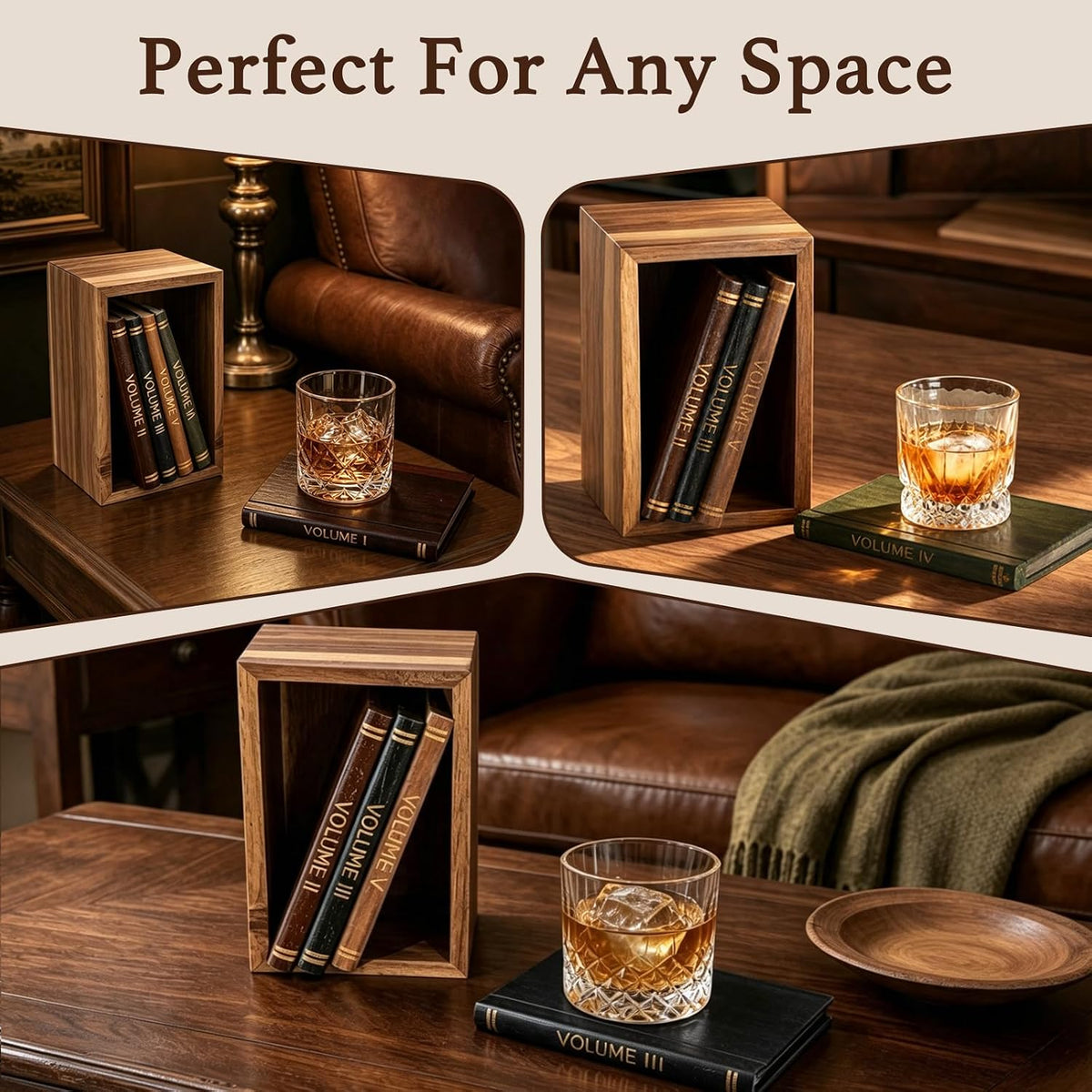 Book Coasters Set of 6 | Wood Coasters - Book-Style Decorative Wooden Coaster...