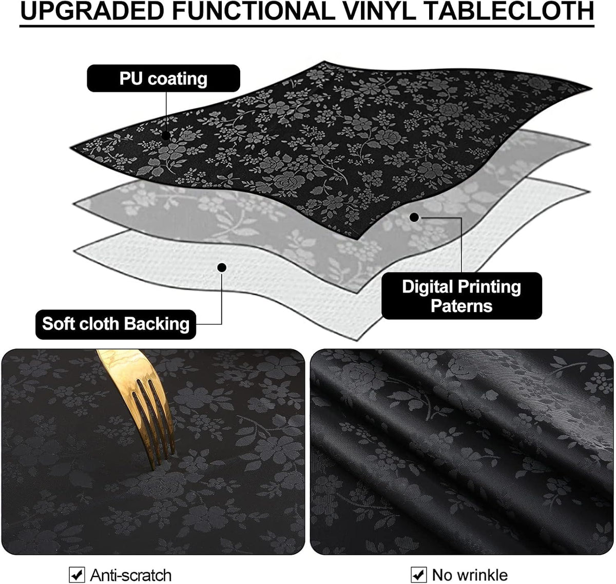 Smiry Rectangle Waterproof Heavy Duty Vinyl Tablecloths, 60 x 102 Inch