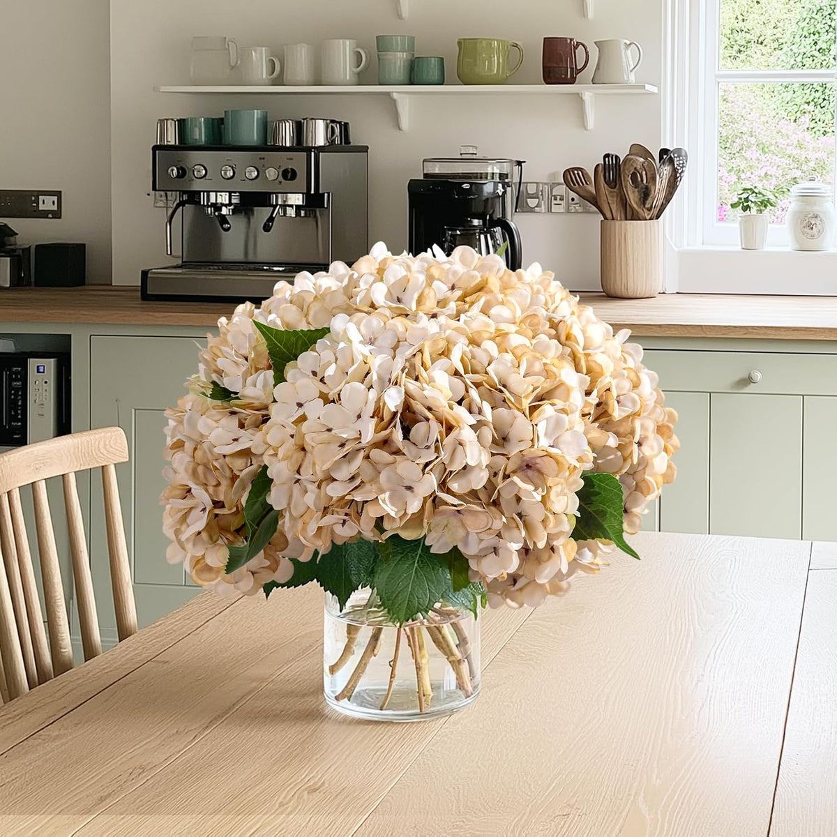 Bailikang 10 Pcs Faux Silk Hydrangea with Stems - Fall Hydrangeas Artificial ...