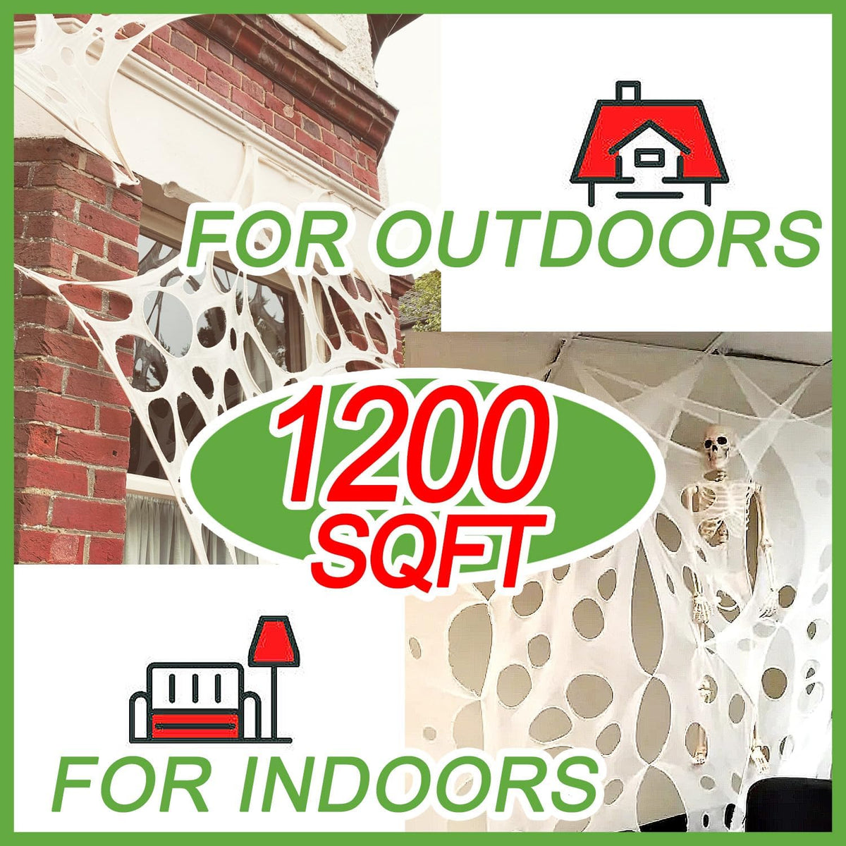 YHFUISK 1200 Sqft Giant Durable Spider Webs Halloween Decorations Outdoor, St...