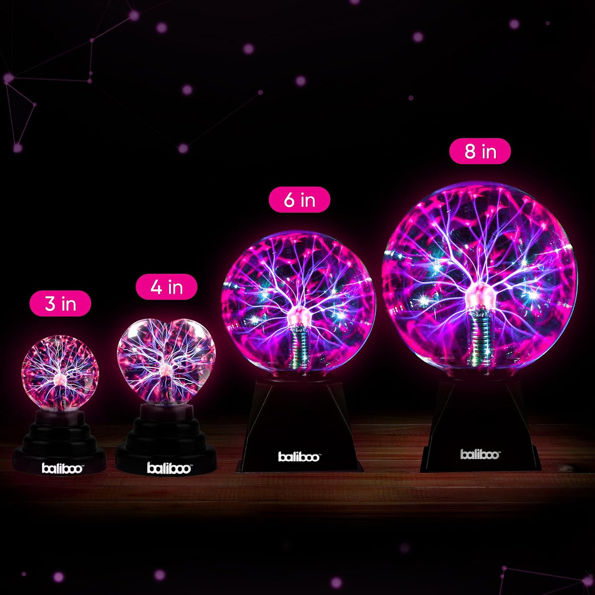 BALIBOO 8" Plasma Ball Light – 12V Power Adapter Plug Plasma Globe Lamp