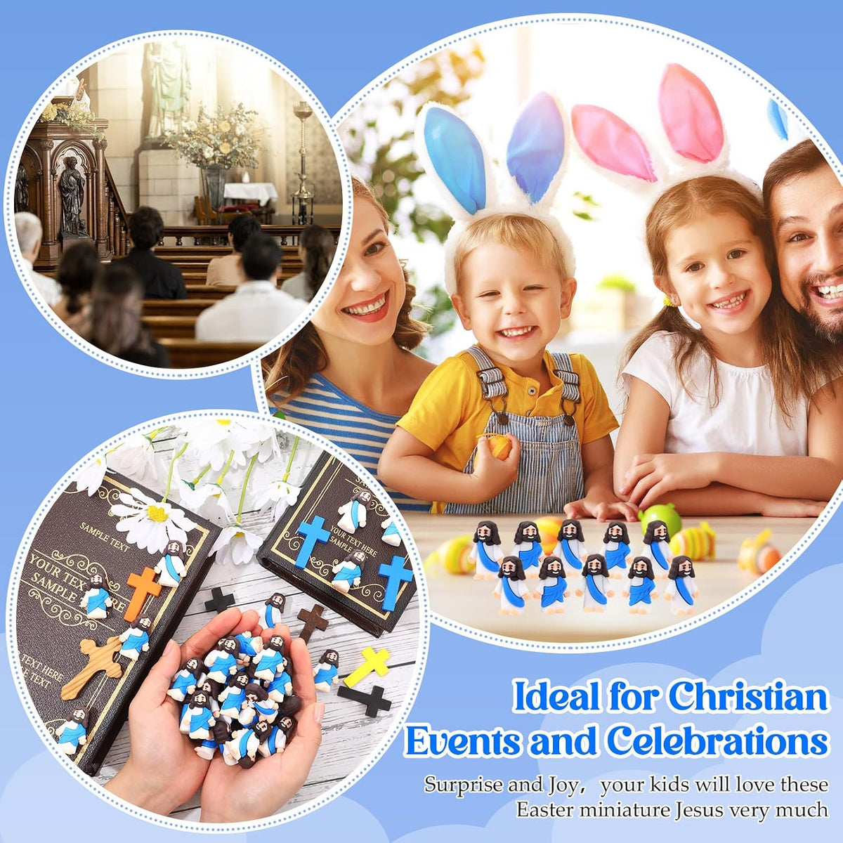 Bememo 300 Pcs Little Jesus Figures Bulk Original Design Mini Pocket Jesus Ru...
