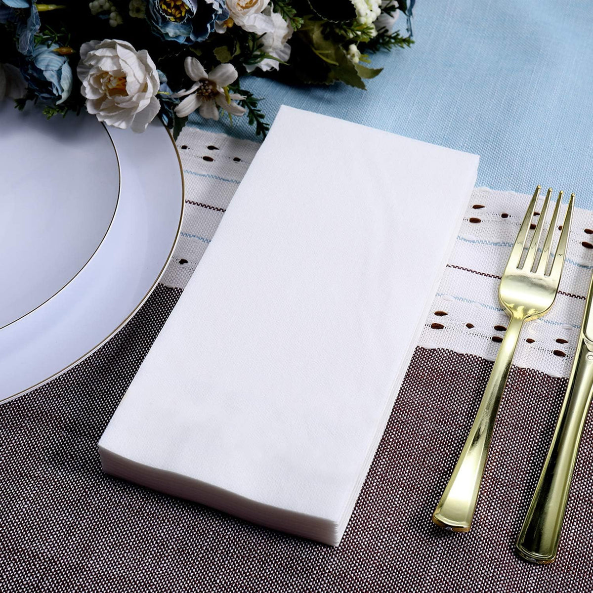 FOCUSLINE 480 Disposable Guest Towels for Bathroom, Linen-Feel Hand Towels