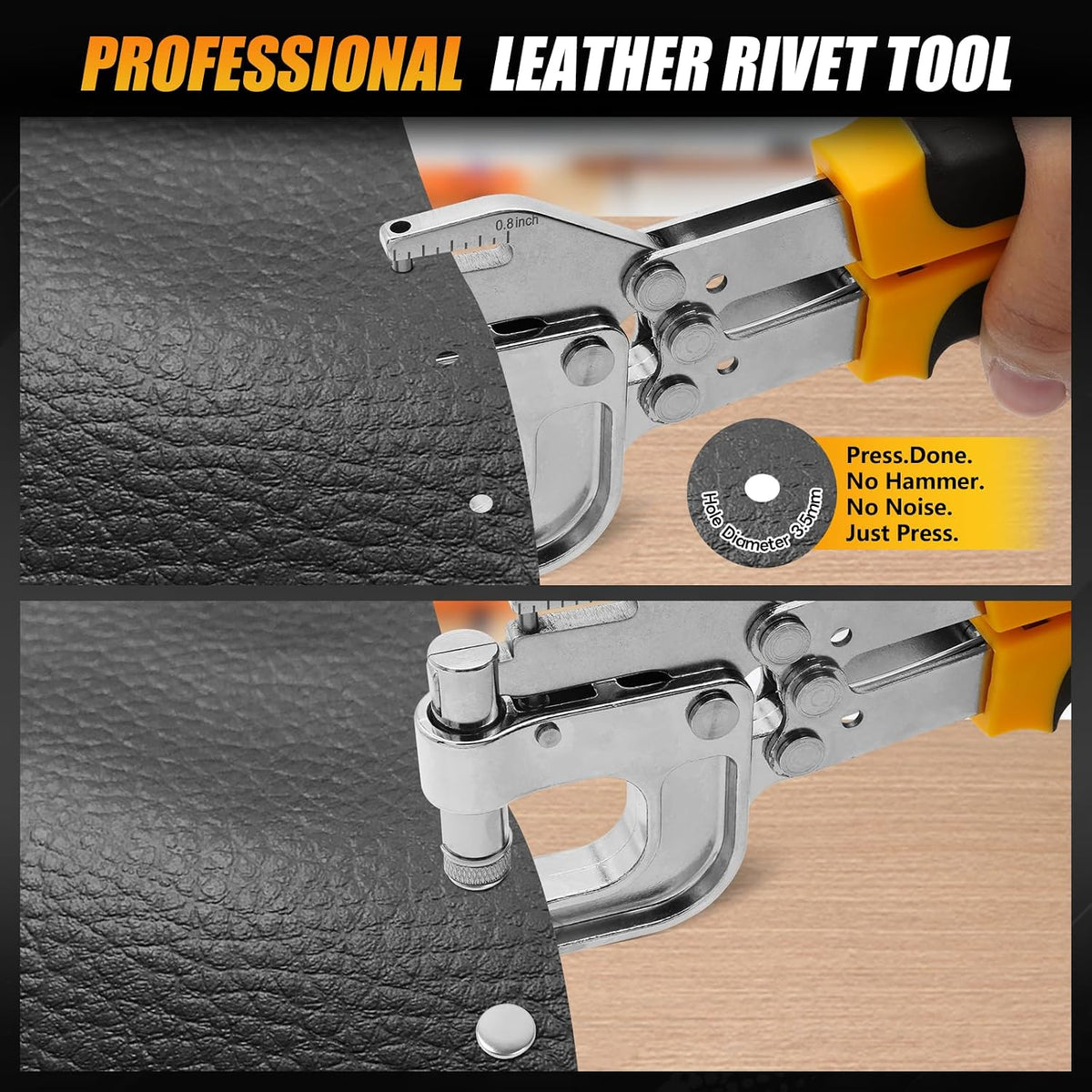 Leather Rivets Press Tool Kit – 320 Sets 4 Colors 2 Sizes Double Cap Rivets a...