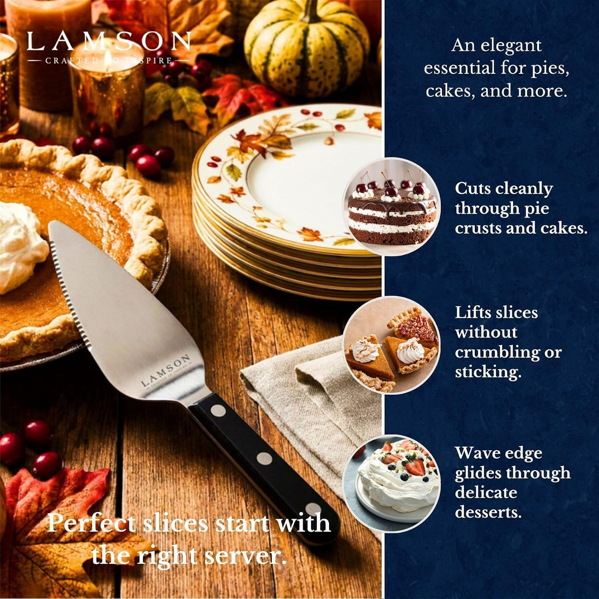 Lamson 4" Pie & Cake Server, Wave Edge with Ultra Durable handle