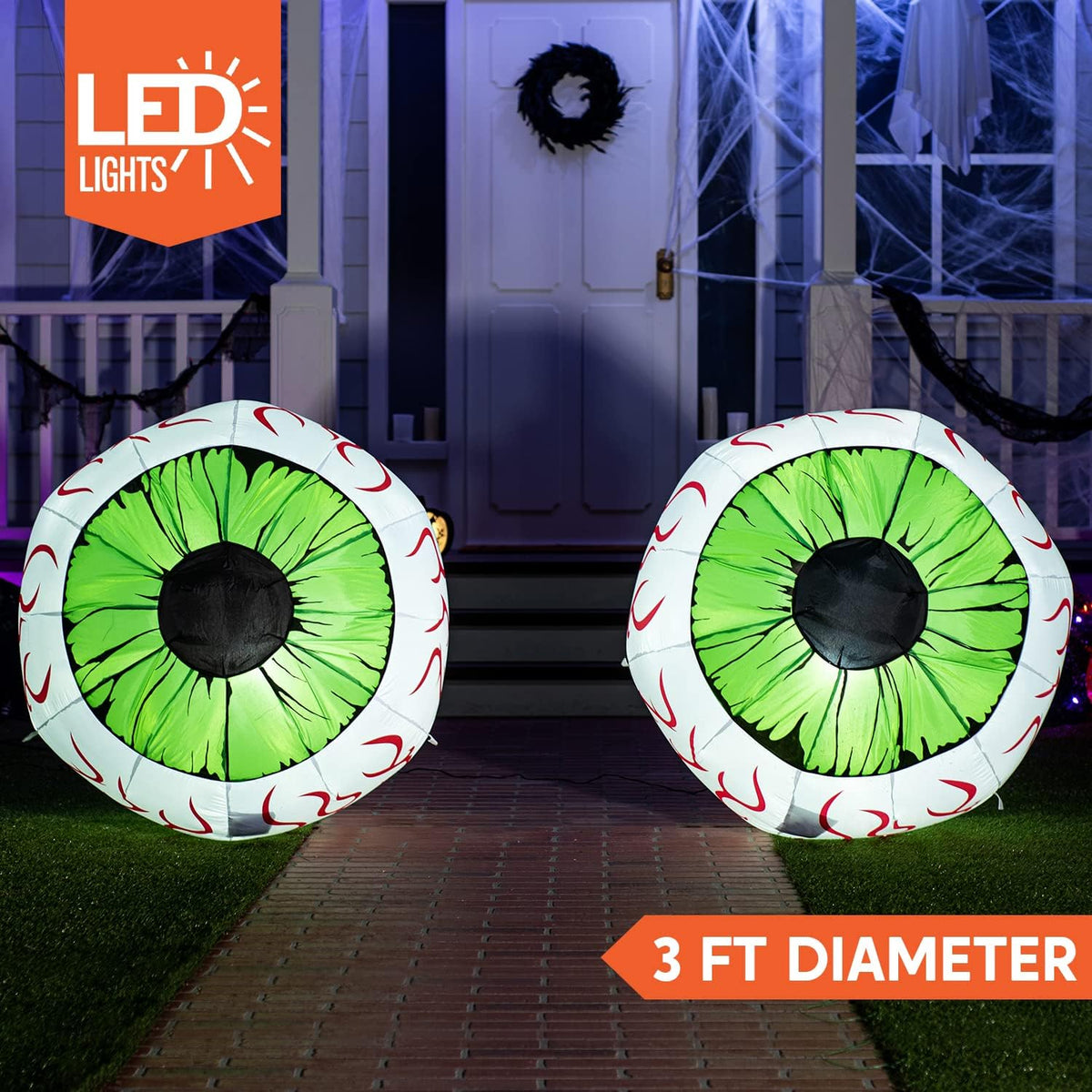 Joiedomi 2 Pack Halloween Inflatables Large Set of Eyes Decoration Blow Ups G...