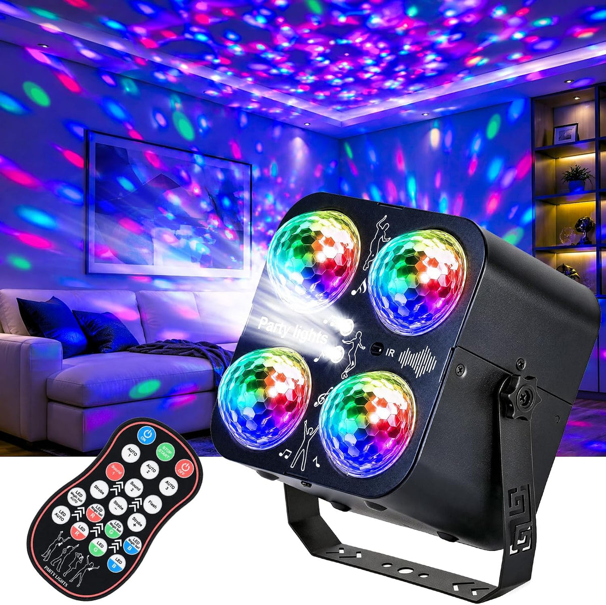 Disco Ball Party Lights, 4 Disco Balls Lights Sound Activated for Parties