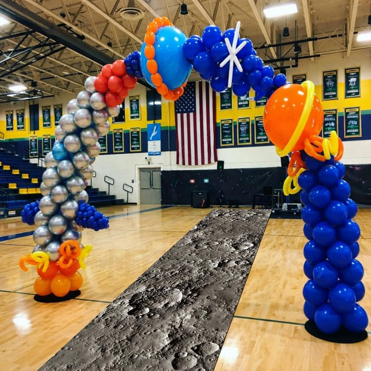 Lyrow 2 Pieces Space Themed Party Decor 2 x 10 ft Moon Aisle Runner
