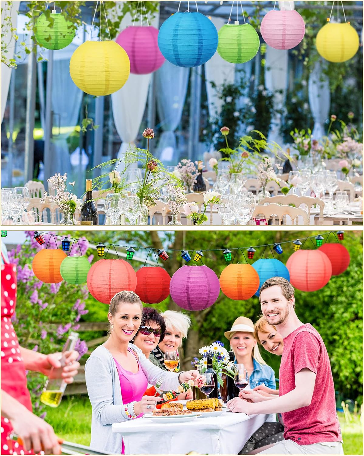 Treela 48 Pcs Paper Lanterns Party Decorations Round, Multicolor