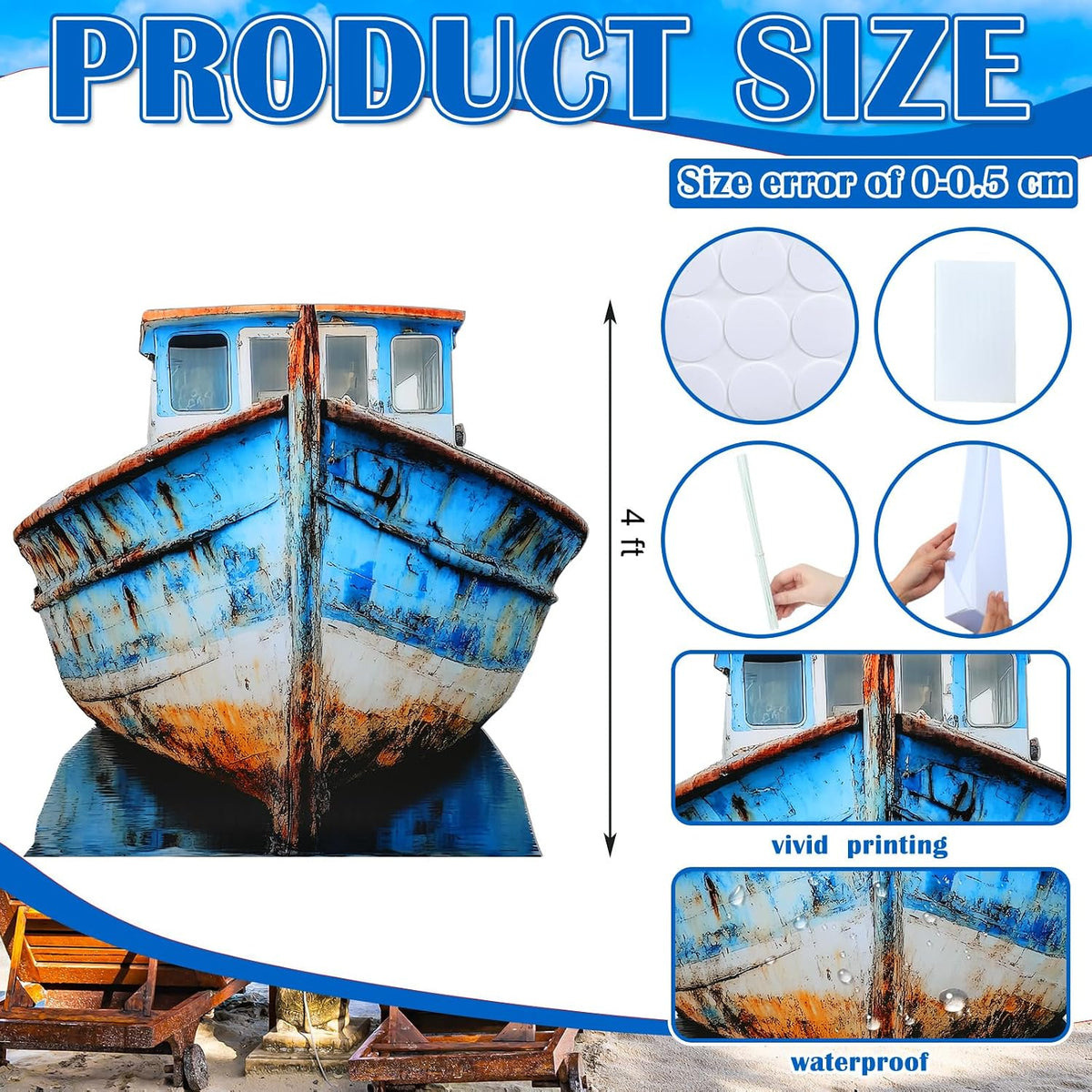 Beeveer 4ft 3D Old Pirate Fishing Boat Cardboard Stand-up Cutout