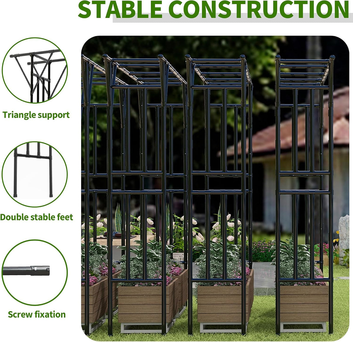 Flat Top Garden Arch Trellis 11FT x 9FT, Super Large Arbor Trellis for Climbi...