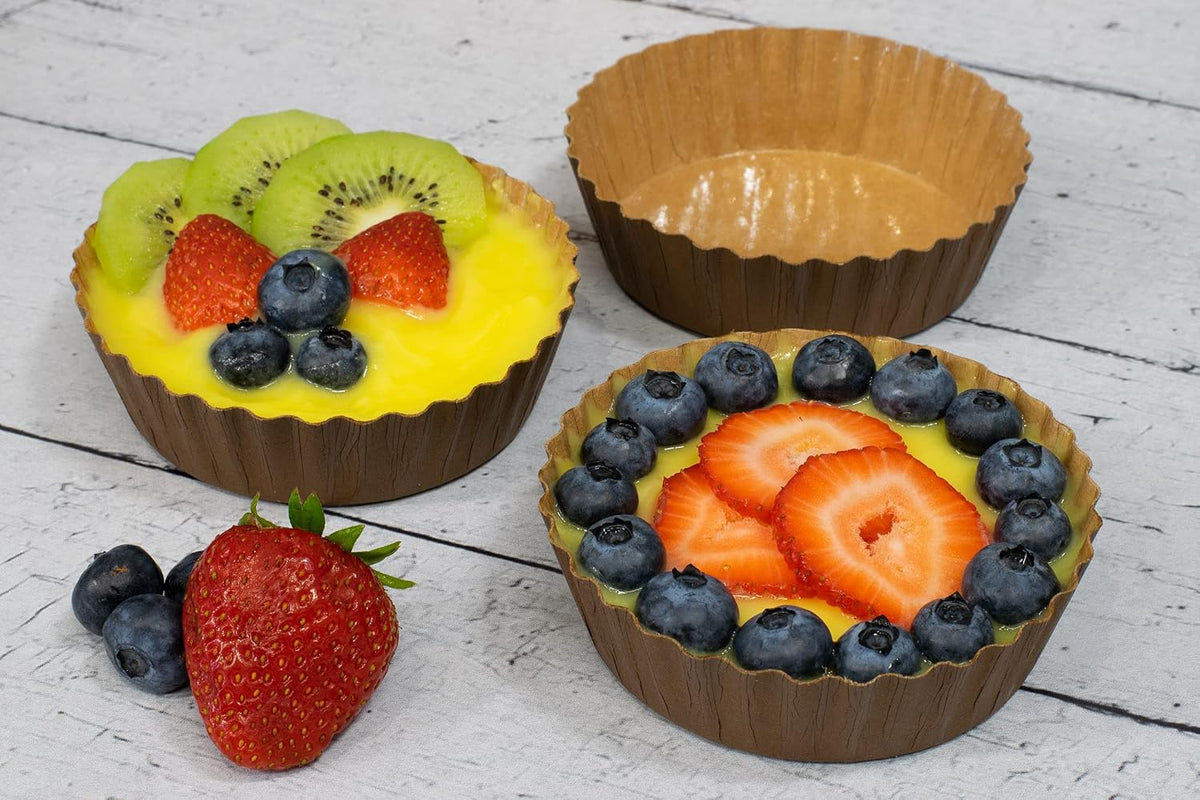 Ridged Paper Coated Baking Cup - Sturdy for Baking and Serving (150)