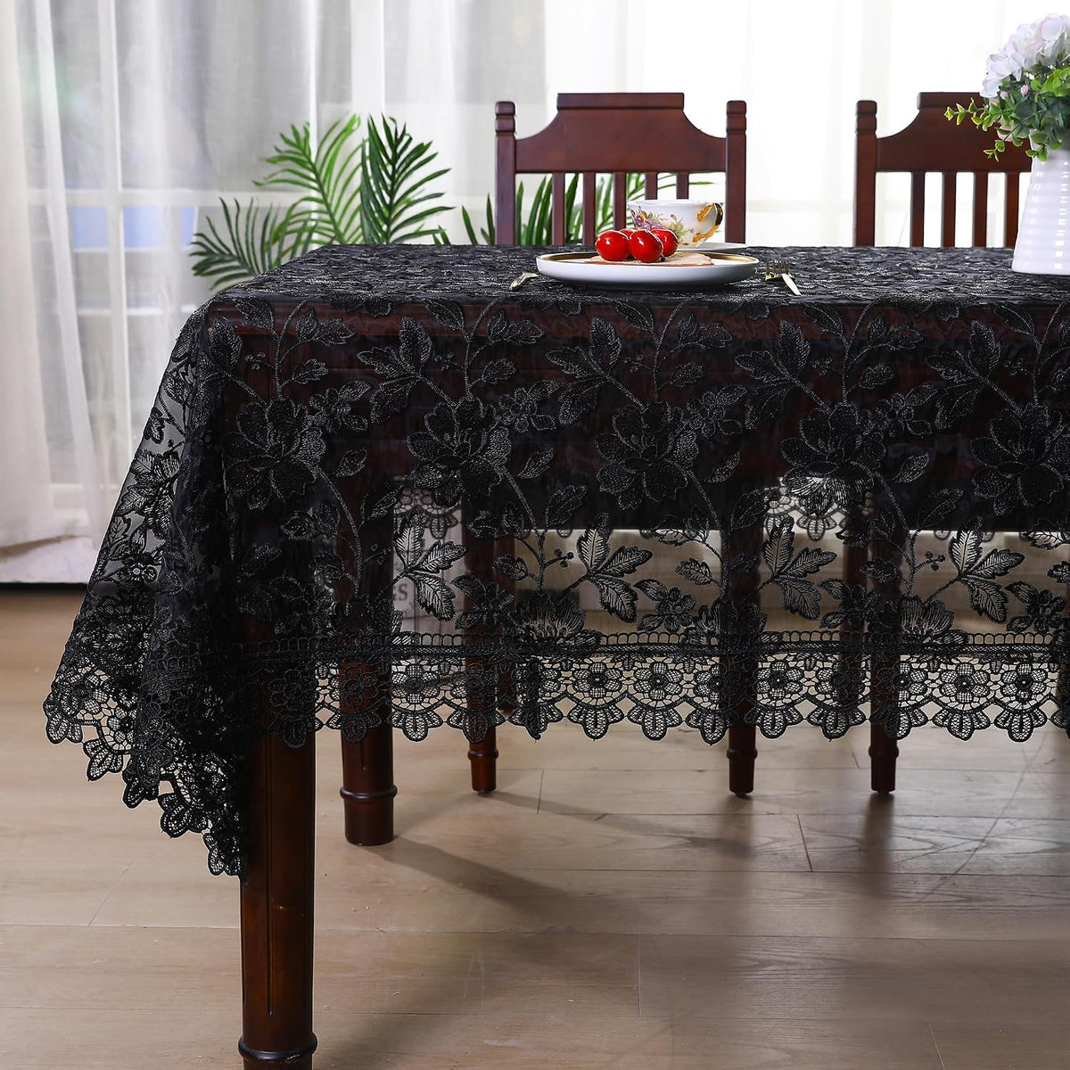 Black Table Cloth Rectangle Lace Tablecloth Farmhouse Picnic Table Cover