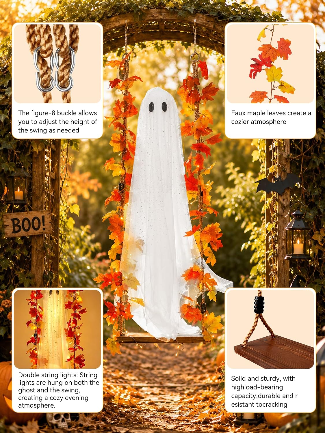 AYGXU Halloween Decorations Outdoor Indoor-5.3ft Hanging Ghost Decor with a M...