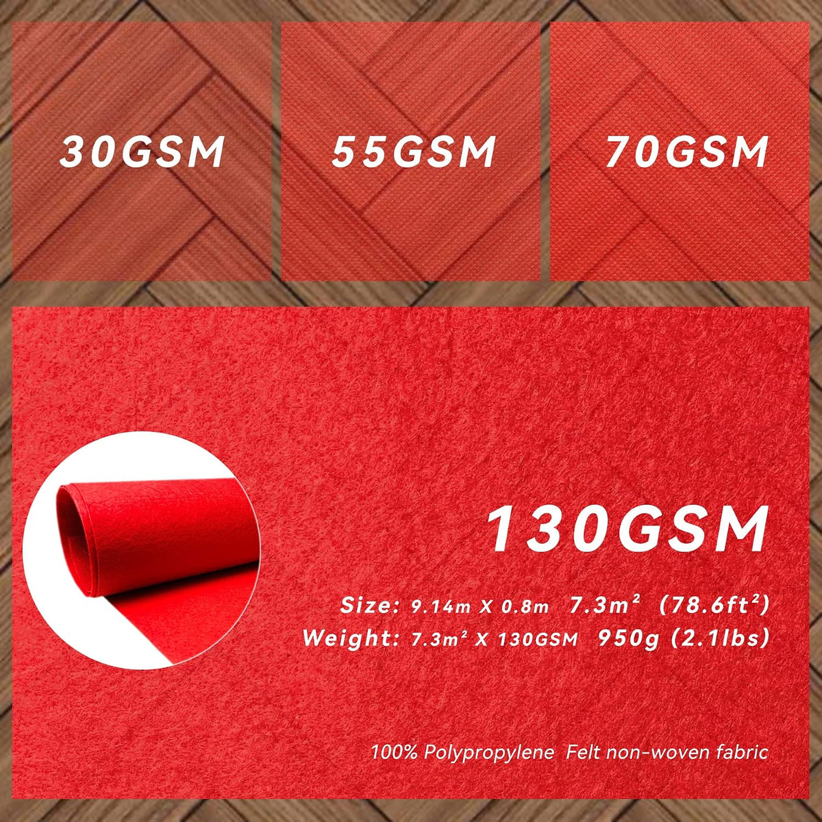 EZLucky Red Carpet Runner for Party, 2.6X30 ft, 130 GSM Felt Non-Woven Fabric...