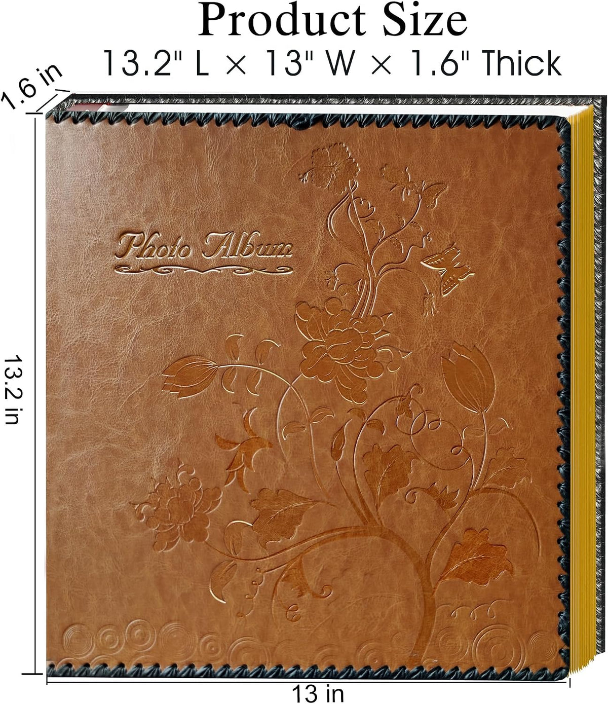 Brown Large Self-Adhesive Photo Album, PU Leather Cover