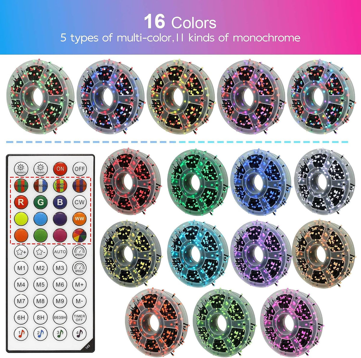 kemooie 164 FT 500 LED Halloween Lights Outdoor, RGB Color Changing Lights wi...