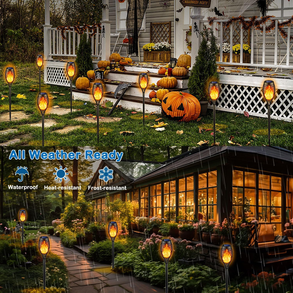 16Pack Solar Torch Lights Flickering Flame Solar Lights Outdoor Waterproof