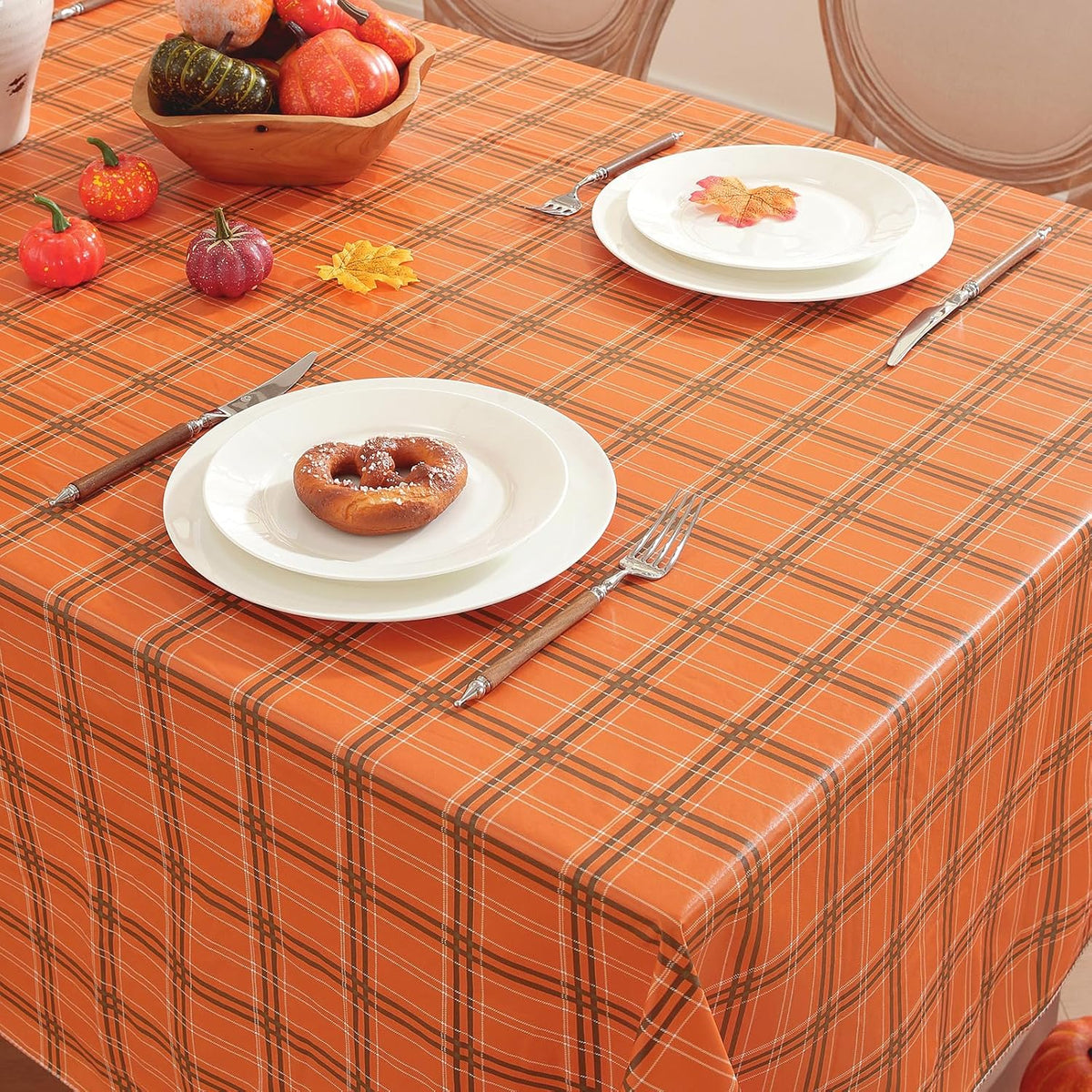 SASTYBALE Fall Orange Rectangle Vinyl Tablecloth 60x120 Inches