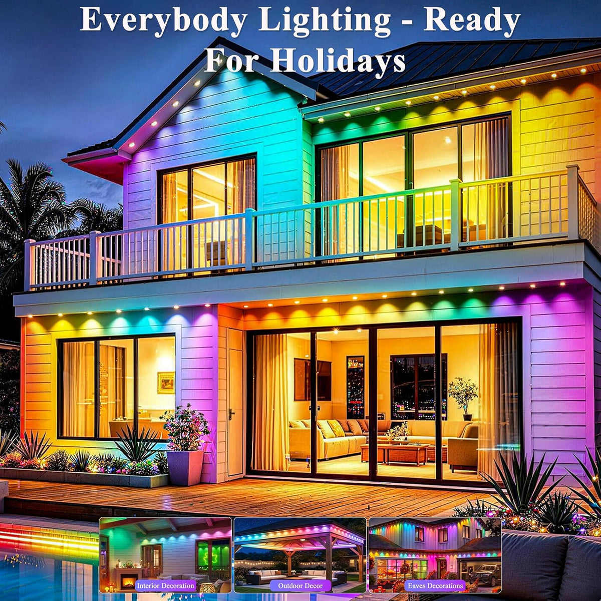 400FT Permanent Outdoor Lights, Smart RGB+IC Eaves Lights for House, App &...
