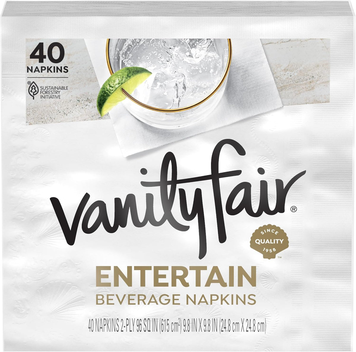 Vanity Fair Entertain Beverage Paper Napkins, 480 Count, Disposable Napkins M...