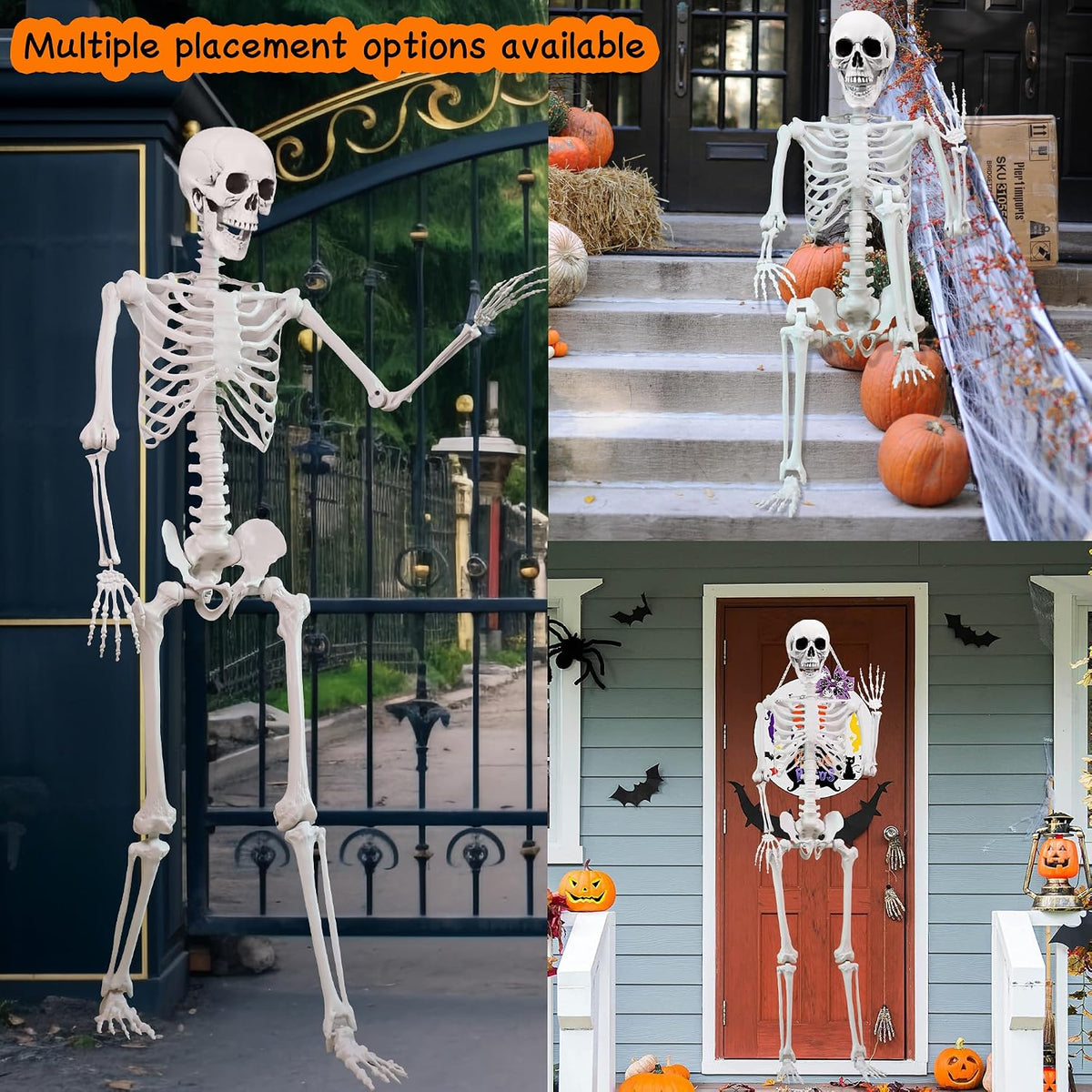 5.4 ft Halloween Skeleton Poseable Skeleton Life Size Skeleton Full Body Plas...