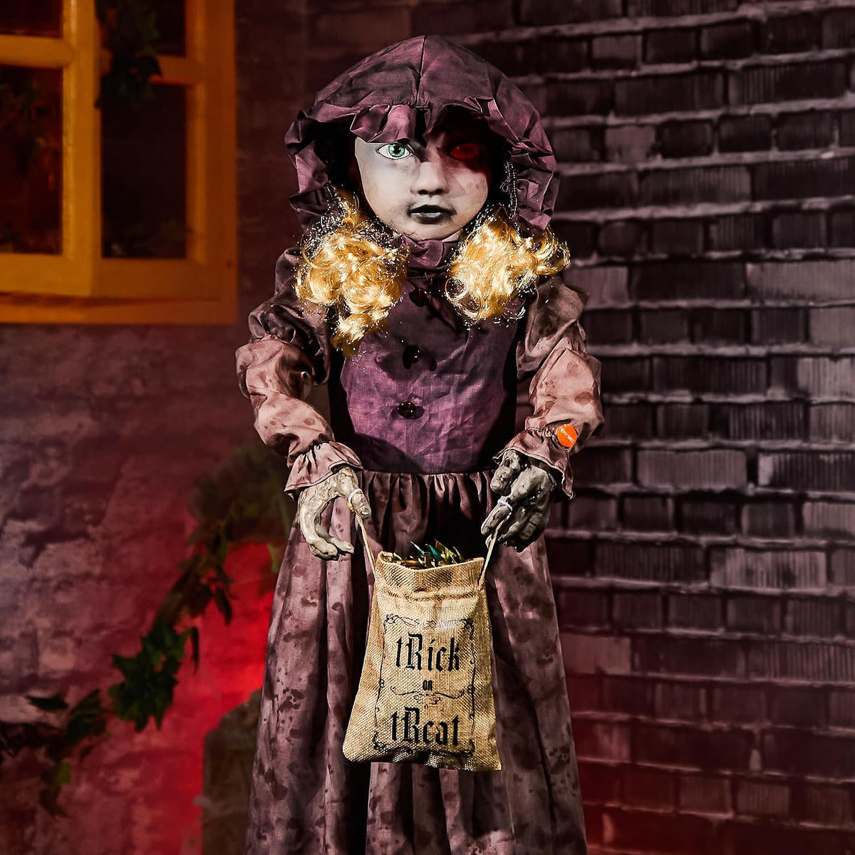 Halloween Animatronics 4ft Creepy Two-Face Doll, Animated 48" Decoration...