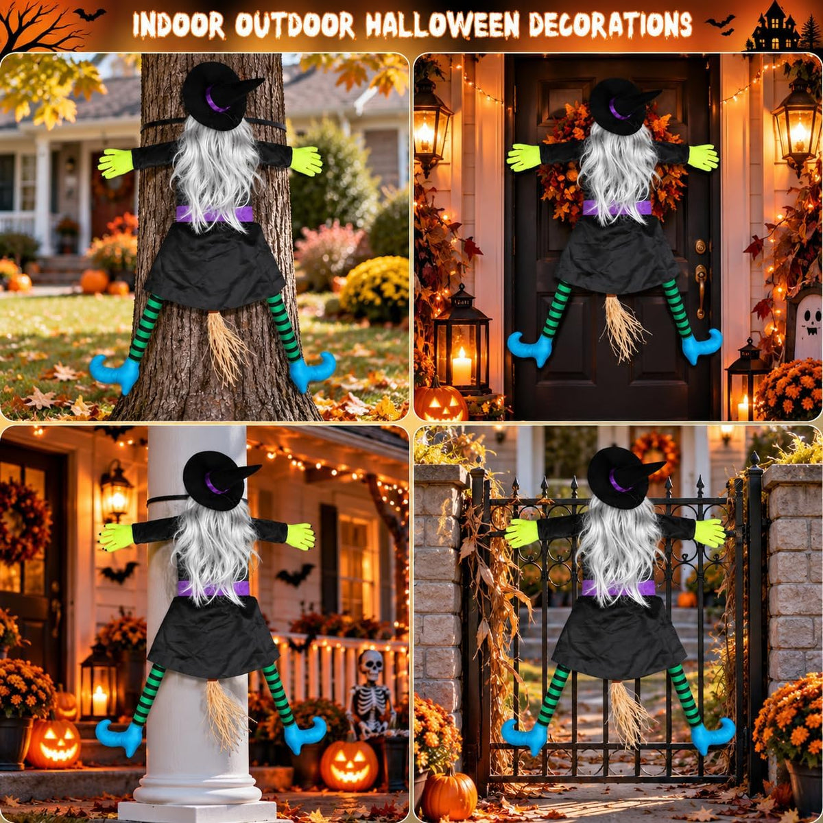 53" Crashing Witch Halloween Decorations Outdoor, Funny Witch Yard Decor...