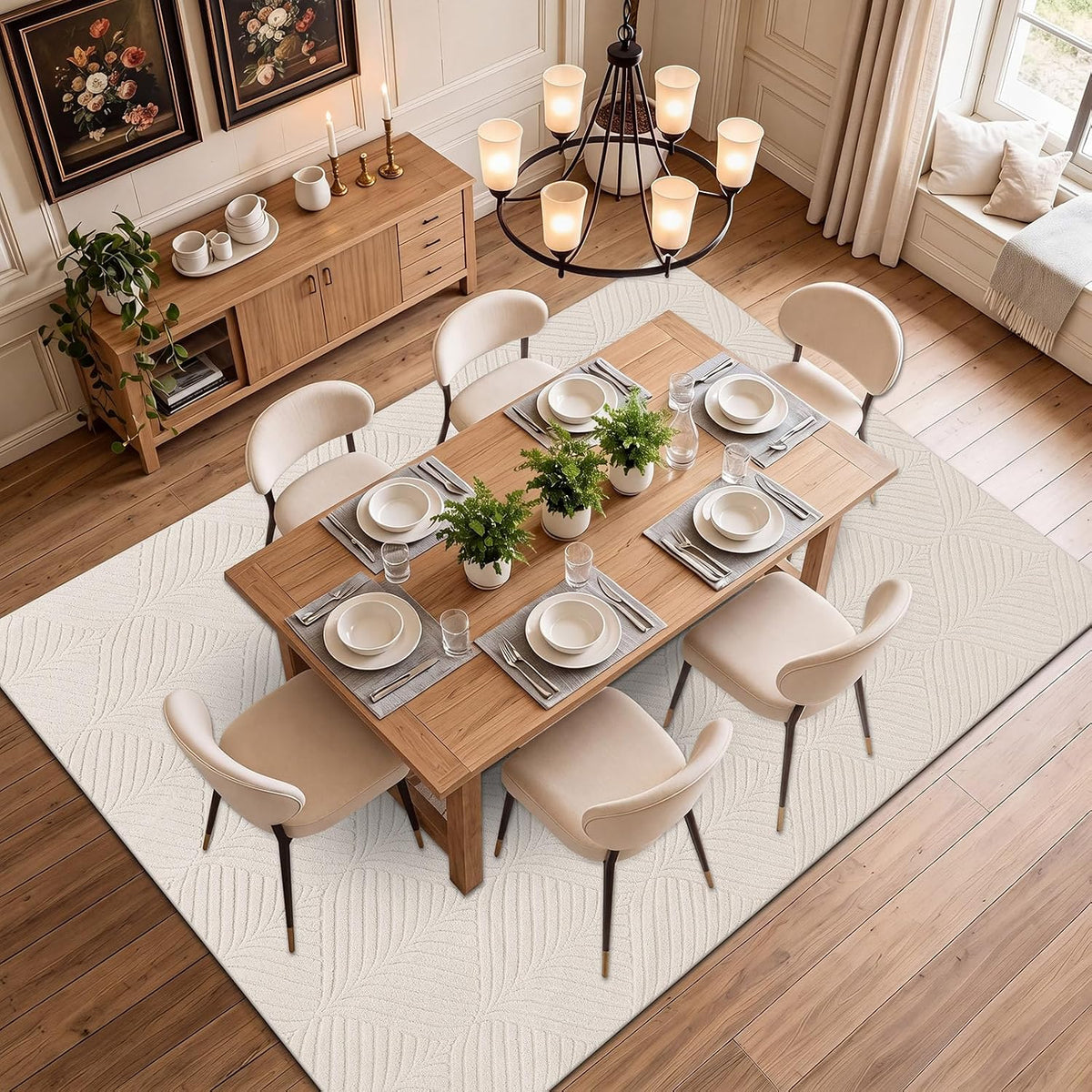 SHACOS Soft Cozy Fluffy Area Rugs 9'x12' for Living Room, Beige