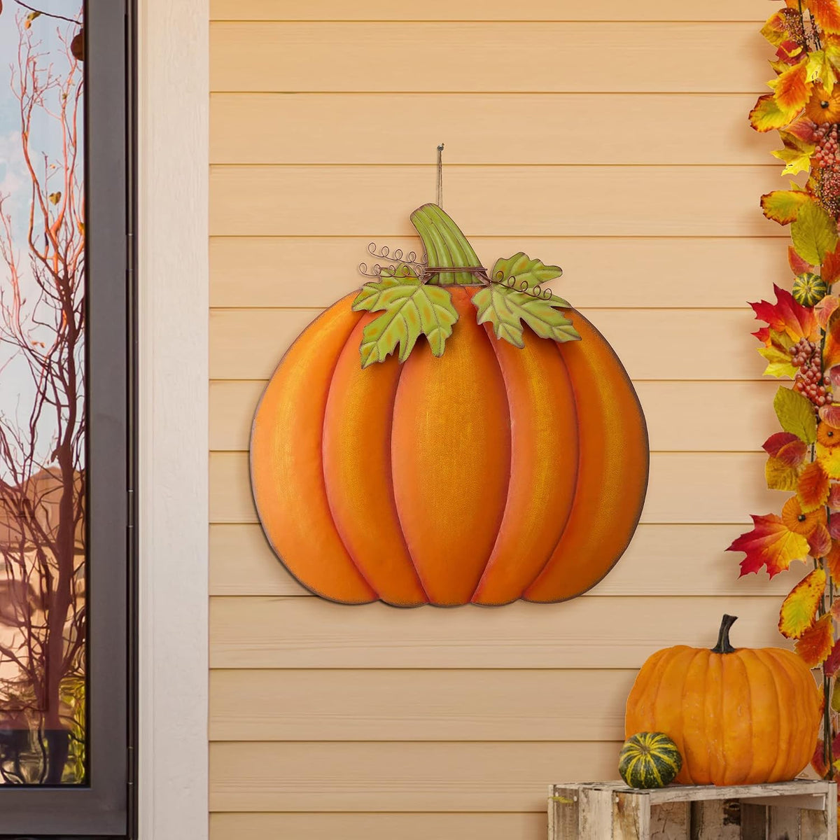 Glitzhome 37.5"H Fall Decorative Yard Signs with Stakes, Oversized Metal...