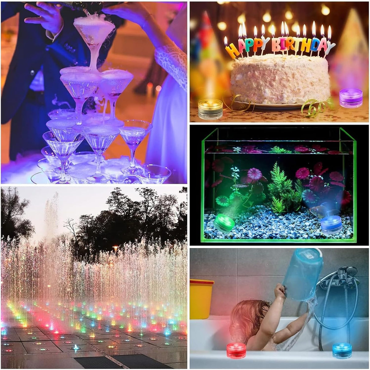 Mini Submersible LED Tea Lights - Waterproof Flameless Led Lights Battery Pow...