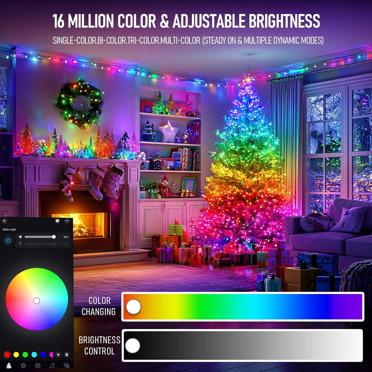 TW SHINE Smart Christmas Lights, 300 LED 98.5FT Color Changing Halloween Stri...