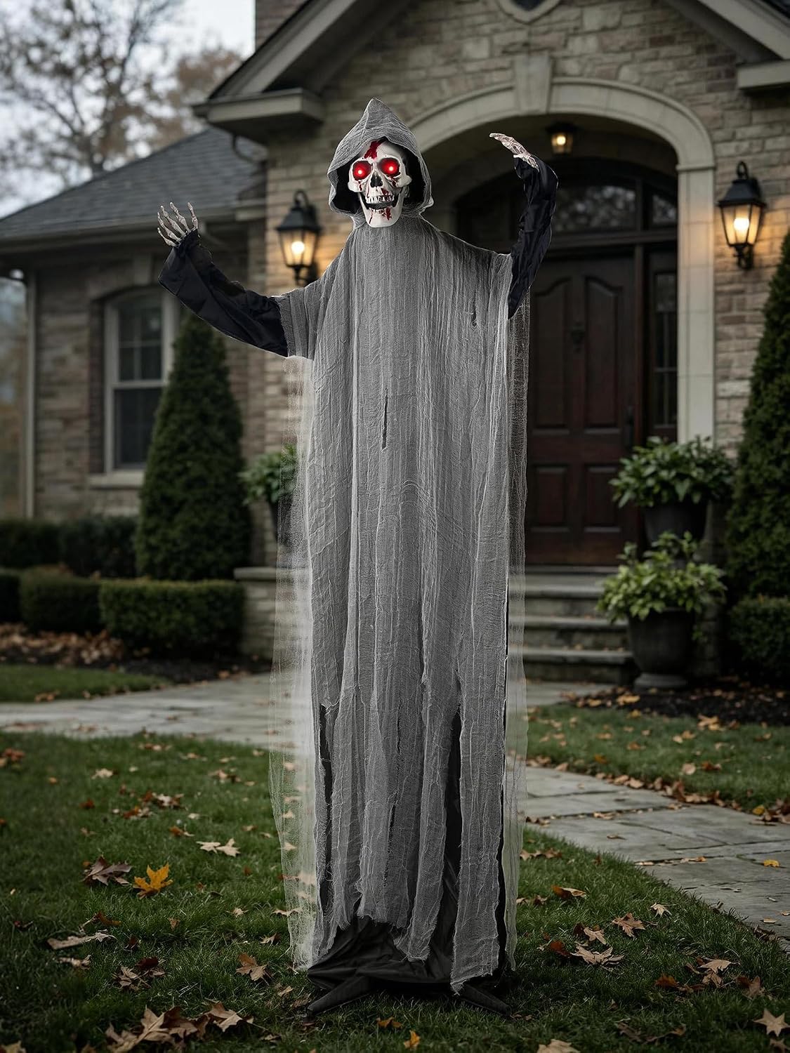 6FT Light Up Swinging Scary Skeleton Ghost Halloween Decoration