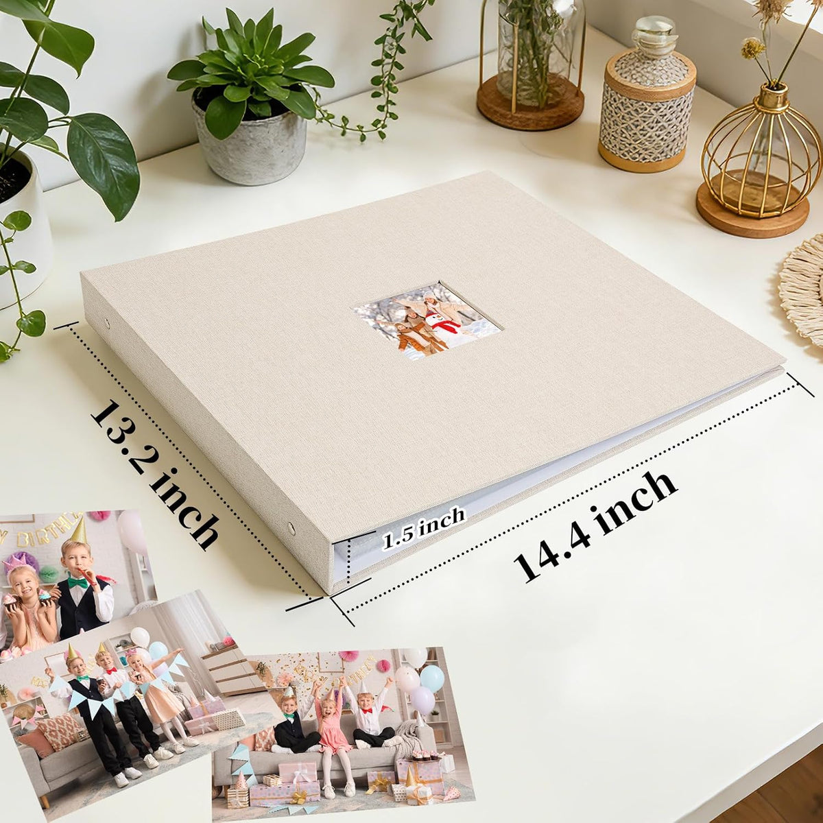 12x12 Inch Large Scrapbooks Photo Album, 3 Ring Binder, Beige